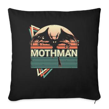 Mothman Cryptid Cryptozoology Retro - Throw Pillow Cover 17.5” x 17.5” - black - Front