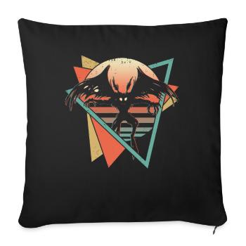 Mothman Cryptid Cryptozoology Retro - Throw Pillow Cover 17.5” x 17.5” - black - Front