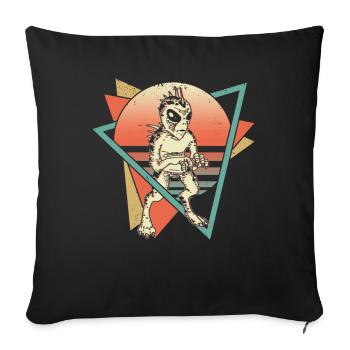 Chupacabra Cryptid Cryptozoology Retro - Throw Pillow Cover 17.5” x 17.5” - black - Front