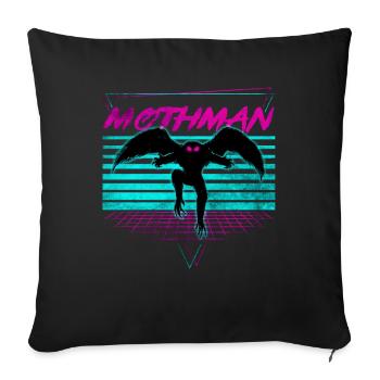 Mothman Cryptid Cryptozoology Retro - Throw Pillow Cover 17.5” x 17.5” - black - Front