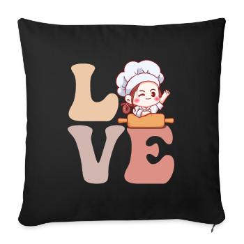 Bread Baker Bread Baking - Throw Pillow Cover 17.5” x 17.5” - black - Front