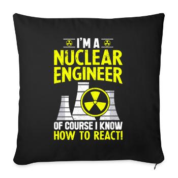 Funny Nuclear Power Plant - Throw Pillow Cover 17.5” x 17.5” - black - Front