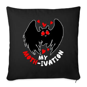 Mothman Cryptid Cryptozoology - Throw Pillow Cover 17.5” x 17.5” - black - Front