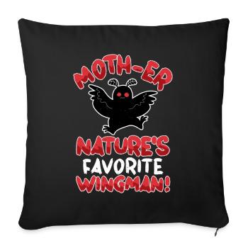 Mothman Cryptid Cryptozoology - Throw Pillow Cover 17.5” x 17.5” - black - Front
