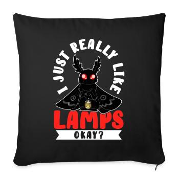 Mothman Cryptid Cryptozoology - Throw Pillow Cover 17.5” x 17.5” - black - Front