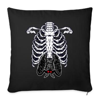 Mothman Skeleton Cryptid Cryptozoology - Throw Pillow Cover 17.5” x 17.5” - black - Front