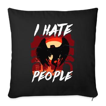 Mothman Cryptid Cryptozoology - Throw Pillow Cover 17.5” x 17.5” - black - Front