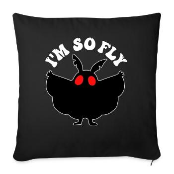 Mothman Cryptid Cryptozoology - Throw Pillow Cover 17.5” x 17.5” - black - Front