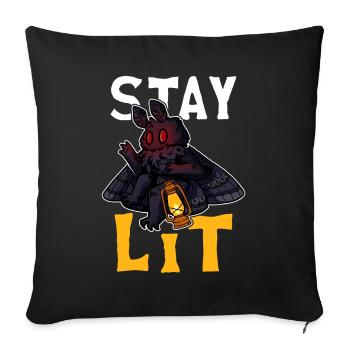 Mothman Cryptid Cryptozoology - Throw Pillow Cover 17.5” x 17.5” - black - Front