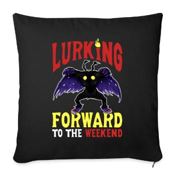 Mothman Cryptid Cryptozoology - Throw Pillow Cover 17.5” x 17.5” - black - Front