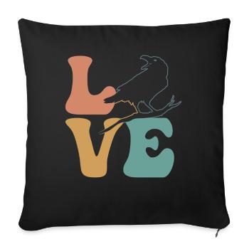 Crow Raven Bird - Throw Pillow Cover 17.5” x 17.5” - black - Front