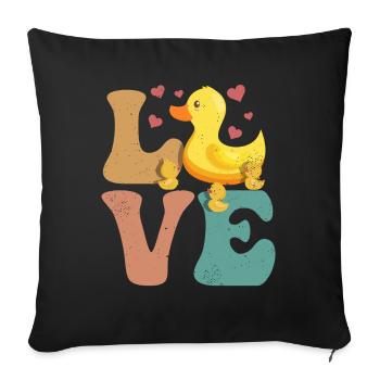 Ducks Duckling Ducky - Throw Pillow Cover 17.5” x 17.5” - black - Front
