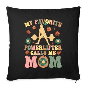 Powerlifting Weightlifting - Throw Pillow Cover 17.5” x 17.5” - black - Front