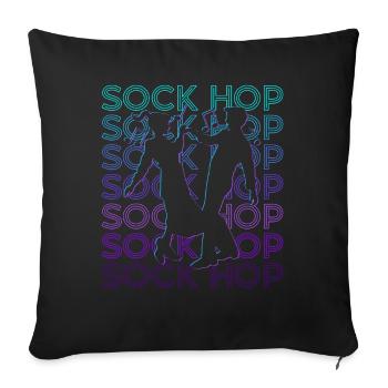 Sock Hop Dance 50s Retro - Throw Pillow Cover 17.5” x 17.5” - black - Front