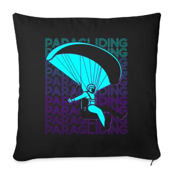Paragliding Paraglider Parachute Retro - Throw Pillow Cover 17.5” x 17.5” - black - Front