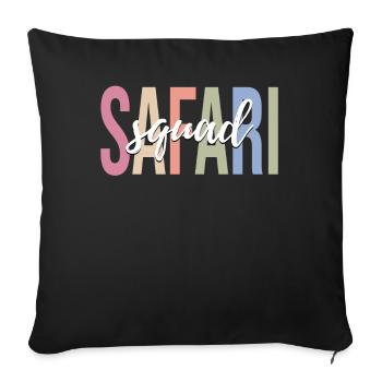Safari Lovers Zoo Safari - Throw Pillow Cover 17.5” x 17.5” - black - Front