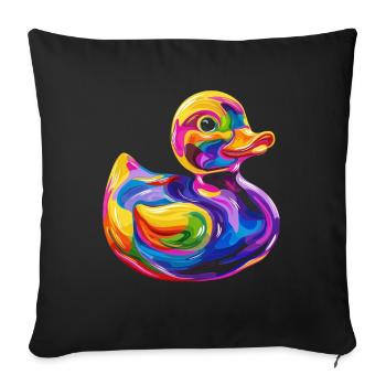 Rubber Duck Duckie Popart - Throw Pillow Cover 17.5” x 17.5” - black - Front
