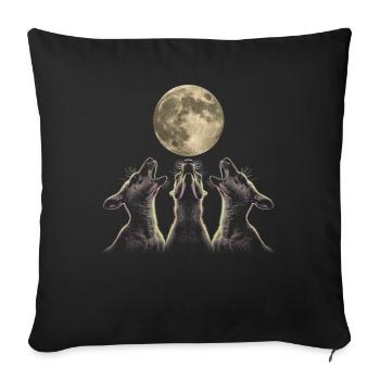 Kangaroo Australia Howling Moon - Throw Pillow Cover 17.5” x 17.5” - black - Front