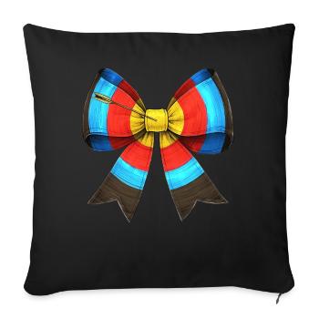 Coquette Bow Archery Archer Bow and Arrow - Throw Pillow Cover 17.5” x 17.5” - black - Front