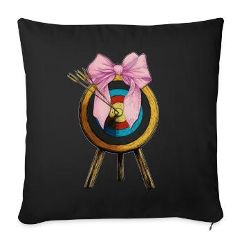 Coquette Bow Archery Archer Bow and Arrow - Throw Pillow Cover 17.5” x 17.5” - black - Front
