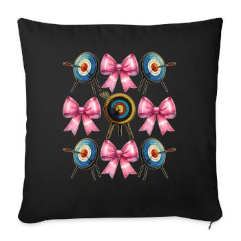 Coquette Bow Archery Archer Bow and Arrow - Throw Pillow Cover 17.5” x 17.5” - black - Front