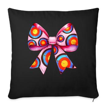 Coquette Bow Archery Archer Bow and Arrow - Throw Pillow Cover 17.5” x 17.5” - black - Front