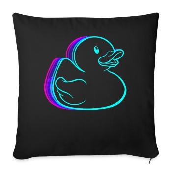 Retro Rubber Duck Ducky Vaporwave - Throw Pillow Cover 17.5” x 17.5” - black - Front