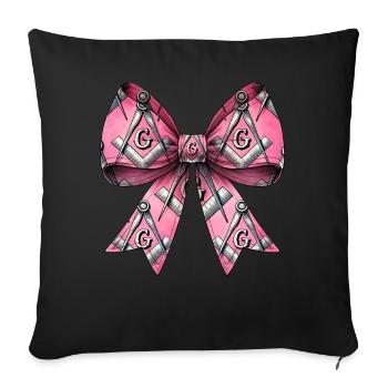 Coquette Bow Freemason Symbols Freemasonry Mom - Throw Pillow Cover 17.5” x 17.5” - black - Front