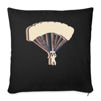 Skydiving Skydiver Skydive Parachuting Retro - Throw Pillow Cover 17.5” x 17.5” - black - Front