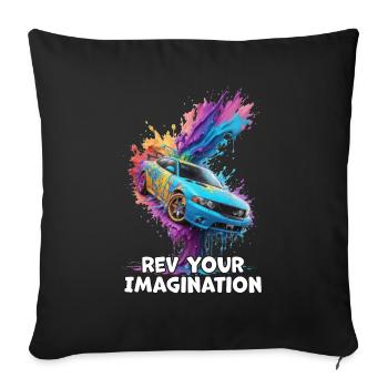 Chromatic Velocity: Spark Your Imagination - Throw Pillow Cover 17.5” x 17.5” - black - Front