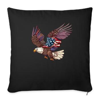 Eagle American Flag 4th of July Eagle Gifts Kids - Throw Pillow Cover 17.5” x 17.5” - black - Front