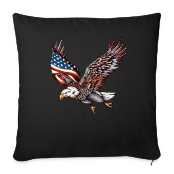 Eagle American Flag 4th of July Eagle Gifts Kids - Throw Pillow Cover 17.5” x 17.5” - black - Front