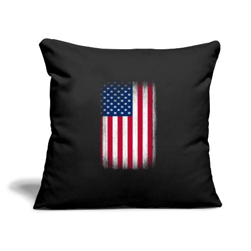 USA Flag Grunge Retro Look - Throw Pillow Cover 17.5” x 17.5”