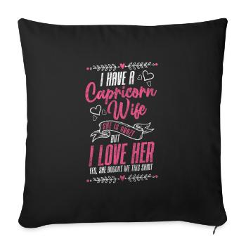 Zodiac Element Earth January Ambition - Throw Pillow Cover 17.5” x 17.5” - black - Front