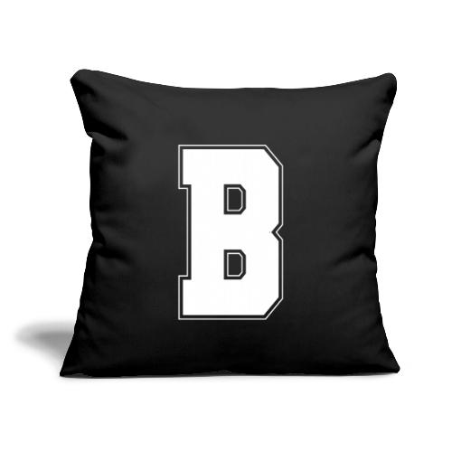 White Letter B – Varsity Alphabet Monogram - Throw Pillow Cover 17.5” x 17.5”