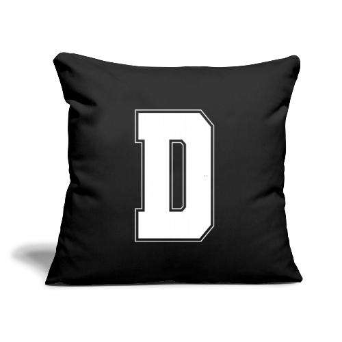 White Letter D – Varsity Alphabet Monogram - Throw Pillow Cover 17.5” x 17.5”