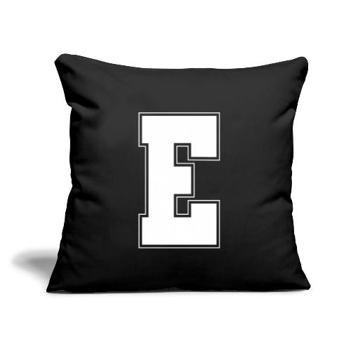 White Letter E – Varsity Alphabet Monogram - Throw Pillow Cover 17.5” x 17.5”