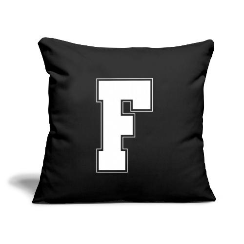 White Letter F – Varsity Alphabet Monogram - Throw Pillow Cover 17.5” x 17.5”
