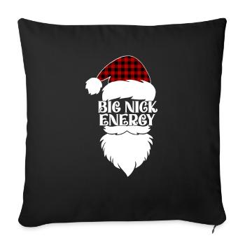 Big Nick Energy Christmas Santa Face Naughty - Throw Pillow Cover 17.5” x 17.5” - black - Front