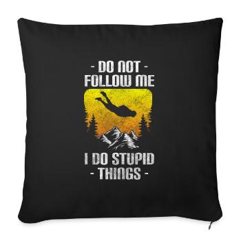 Parachute Jumper Skydiving Paragliding - Throw Pillow Cover 17.5” x 17.5” - black - Front