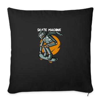 skate machine - Throw Pillow Cover 17.5” x 17.5” - black - Front