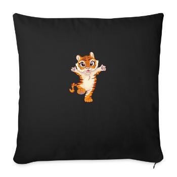 Baby Tiger Gift Idea - Throw Pillow Cover 17.5” x 17.5” - black - Front
