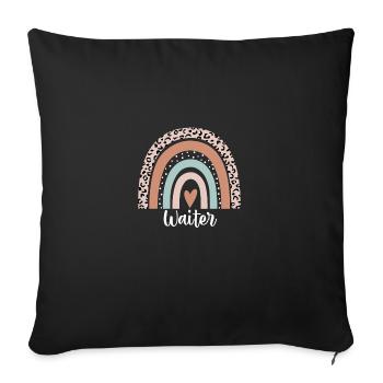 Waiter Rainbow Leopard Funny Waiter Appreciation - Throw Pillow Cover 17.5” x 17.5” - black - Front