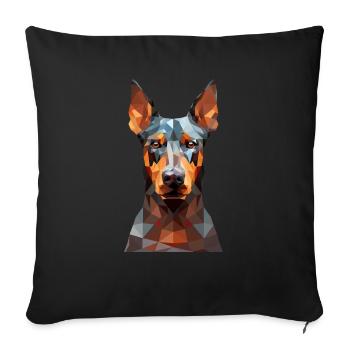 geometric Doberman: Polygon Art - Throw Pillow Cover 17.5” x 17.5” - black - Front