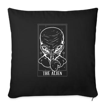 Funny The Alien Tarot Card For Tarot Cards - Throw Pillow Cover 17.5” x 17.5” - black - Front