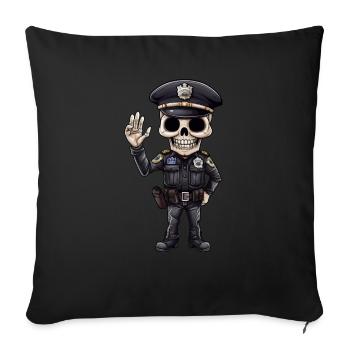 Skeleton policeman - Throw Pillow Cover 17.5” x 17.5” - black - Front