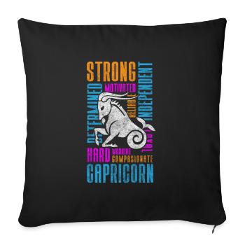 Capricorn Signs Of The Zodiac Properties Ambition - Throw Pillow Cover 17.5” x 17.5” - black - Front