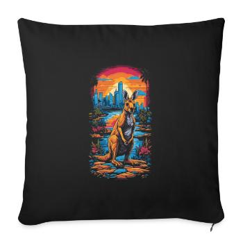 Kangaroo retro Sydney - Throw Pillow Cover 17.5” x 17.5” - black - Front