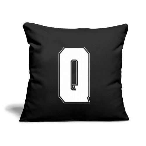 White Letter Q – Varsity Alphabet Monogram - Throw Pillow Cover 17.5” x 17.5”