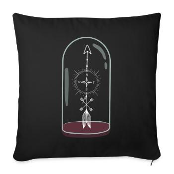 Compass design - Throw Pillow Cover 17.5” x 17.5” - black - Front